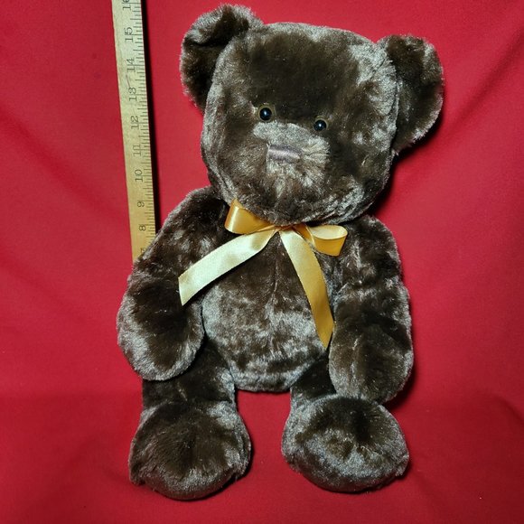 Steven Smith Dark Brown Teddy Bear 15" Stuffed Animal with Gold Ribbon - Picture 8 of 10